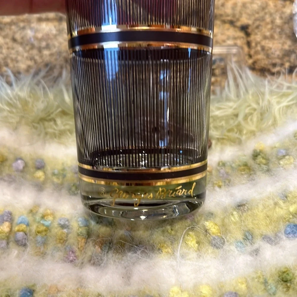 Georges Briard Vintage Black and Gold 6 High-Ball Drinking Glasses - Picture 3 of 7